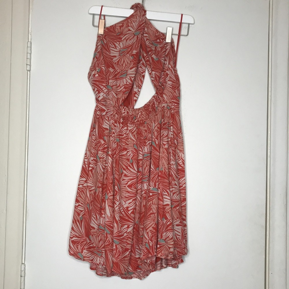 Free People Libby Convertible Red Floral Halter Dress Large - Picture 4 of 9